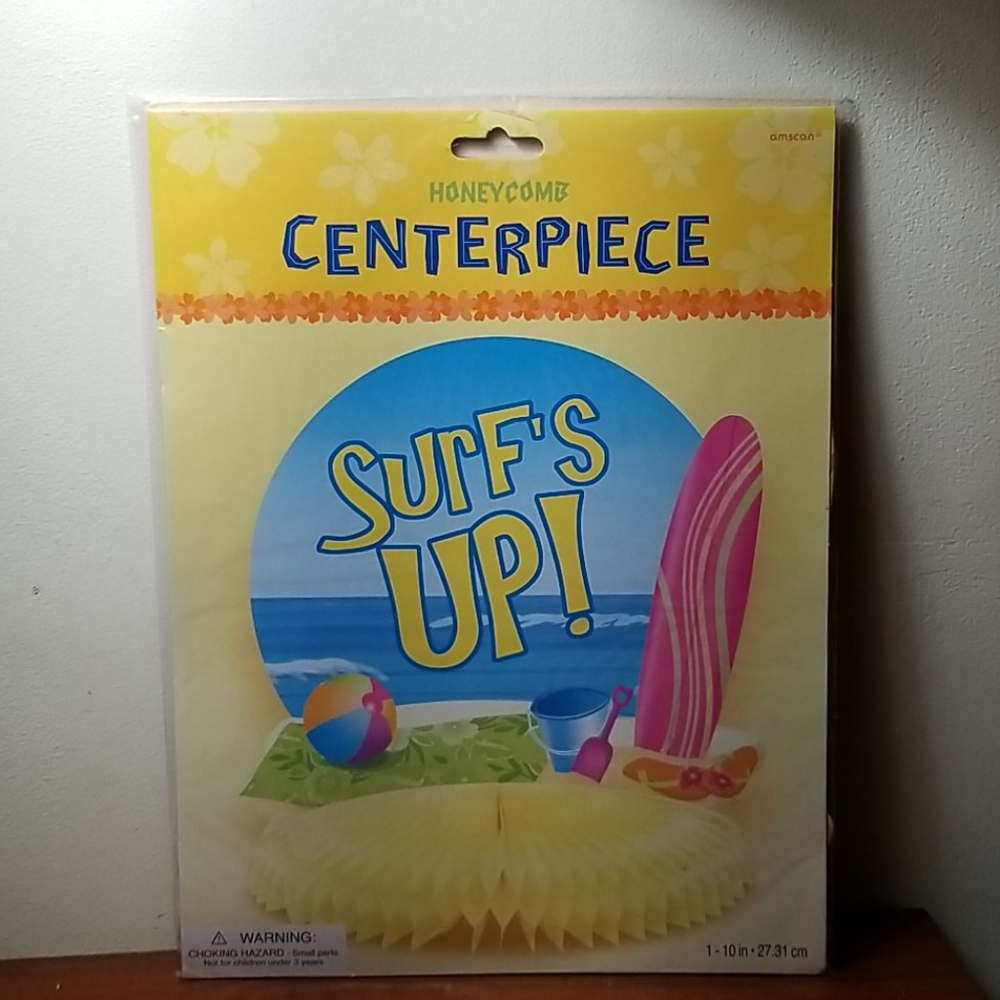 🌴4/ $10🌴 Surf's UP! Honeycomb Centerpiece 🏄‍♂️ Beach Party Decoration